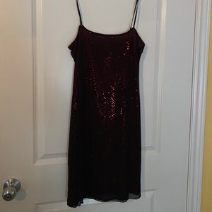 Vintage black mesh and red sparkly underlay dress